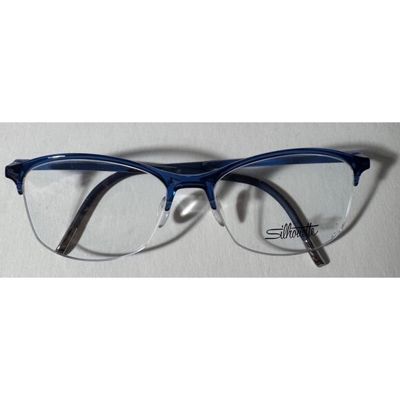 Silhouette SPX 1586 51-16 Womens Blue Half-Rim Eyeglasses Lightweight Frame - Picture 5 of 12